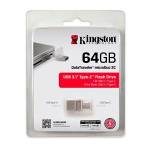 MEMORIA USB KINGSTON DT MICRODUO 3C, 64GB, DUAL USB TIPO-A/USB TIPO-C 3.1